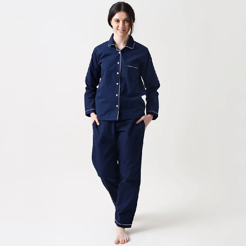 women's pajamas for travelWomen Midnight Navy Pajama Set