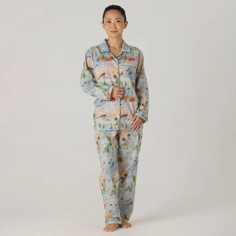 women's pajamas in bold patternsWomen Ocean Pajama Set