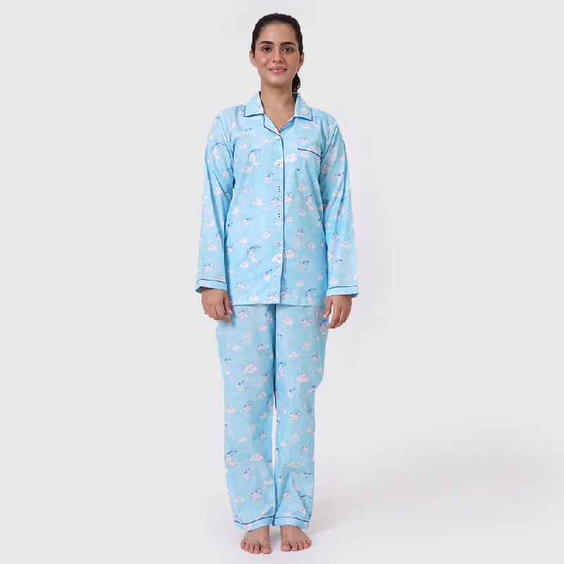 women's pajamas for those who cherish softnessWomen Organic Celestial Blue Pajama Set